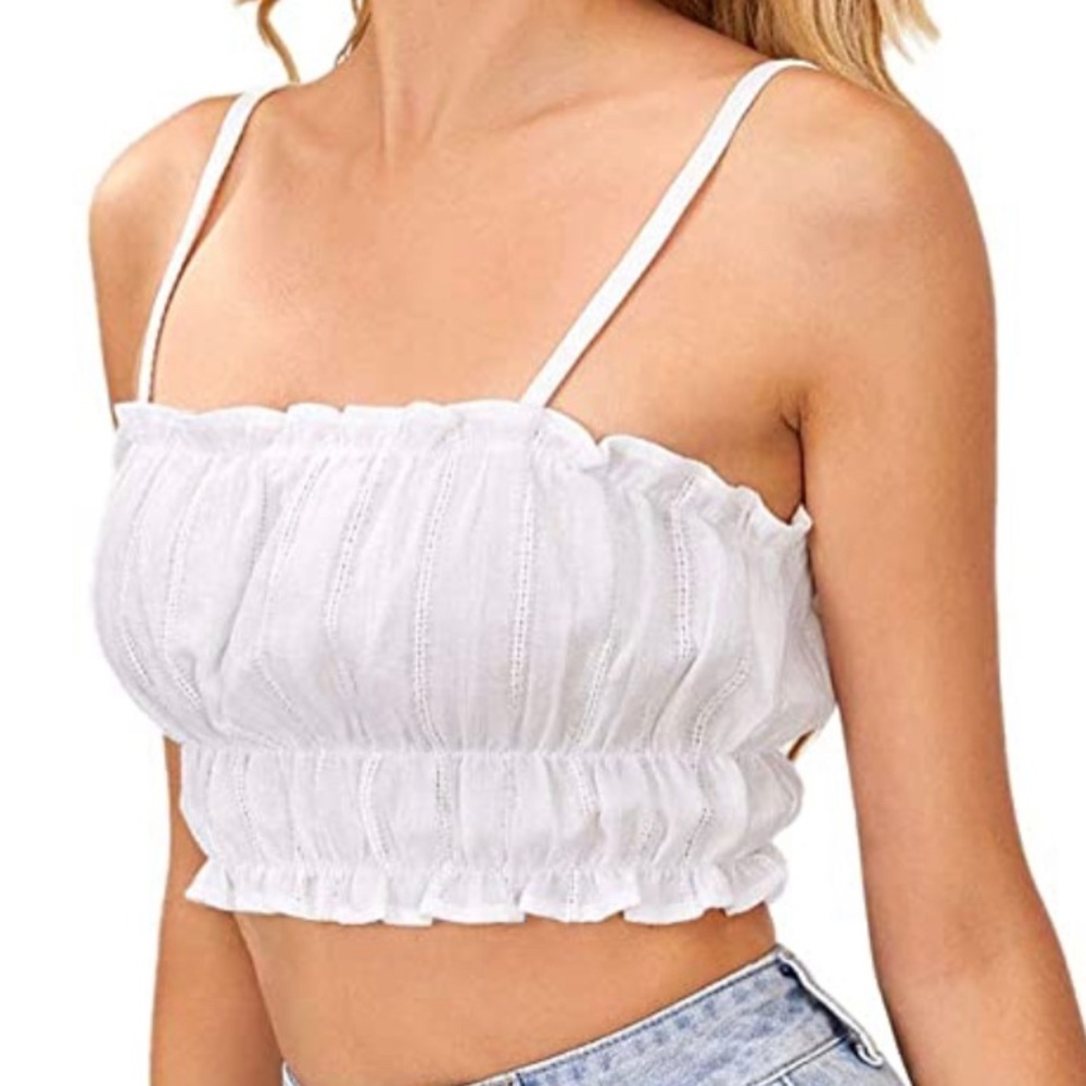 Women’s cropped smoked frill cami tank